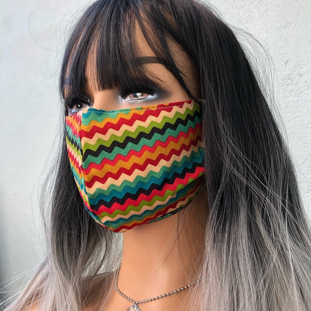 Beautiful Unique Handmade Masks ✨ Funky zigzag 🌈✨ - Picture 3 of 4